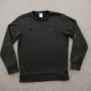 Adidas Sweatshirt mens Medium Black Taglo Fleece Pullover Crew Neck Active Run